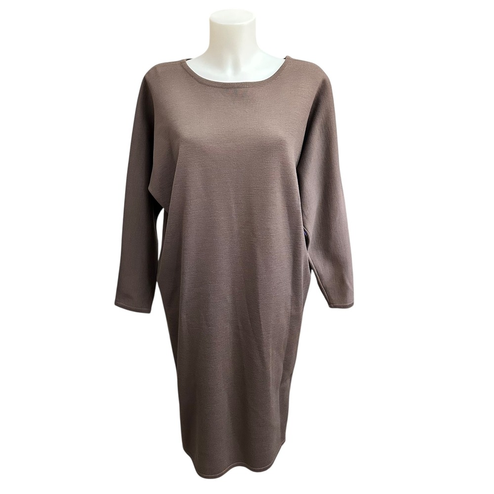 Rebecca Moses Brown 100% Wool Sweater Dress Minimalist Sophisticate sz‎ S Vntagr